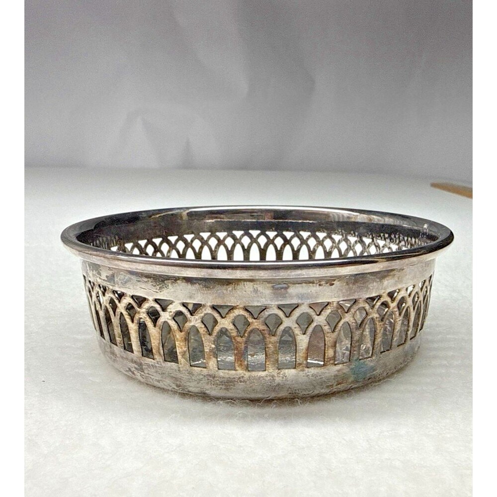 Lunt Silverplate Wine Bottle Coaster M210 Pierced Gallery Barware Vintage